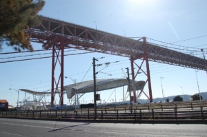 nice view from the top of the 25 april bridge in Lisbon