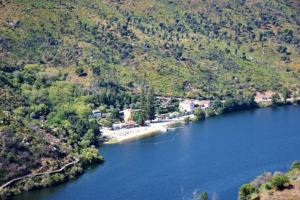 Alamal Beach on the Tagus with footbridges and nic epoint of view