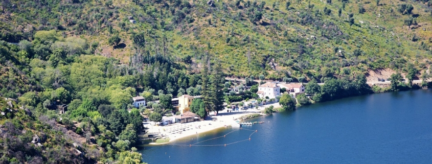 Alamal Beach on the Tagus with footbridges and nic epoint of view